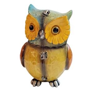 Owl Figurine Statue Colorful Spring Hinge Hobby Lobby 2015 Floral Bright 6"